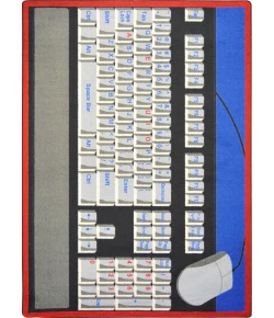 Joy Carpets Kid Essentials Gray Keyboard Connection 5ft.4in. x 7ft.8in. Rect. Rug