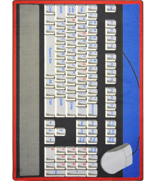 Joy Carpets Kid Essentials Gray Keyboard Connection 5ft.4in. x 7ft.8in. Rect. Rug