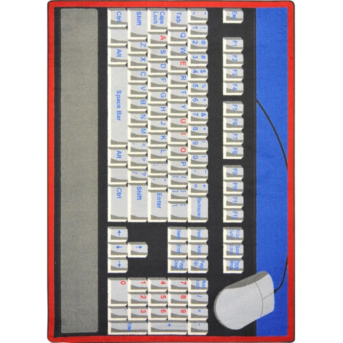 Joy Carpets Kid Essentials Gray Keyboard Connection 7ft.8in. x 10ft.9in. Rect. Rug