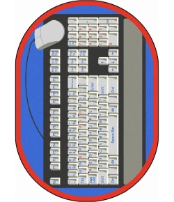 Joy Carpets Kid Essentials Gray Keyboard Connection 10ft.9in. x 13ft.2in. Oval Rug