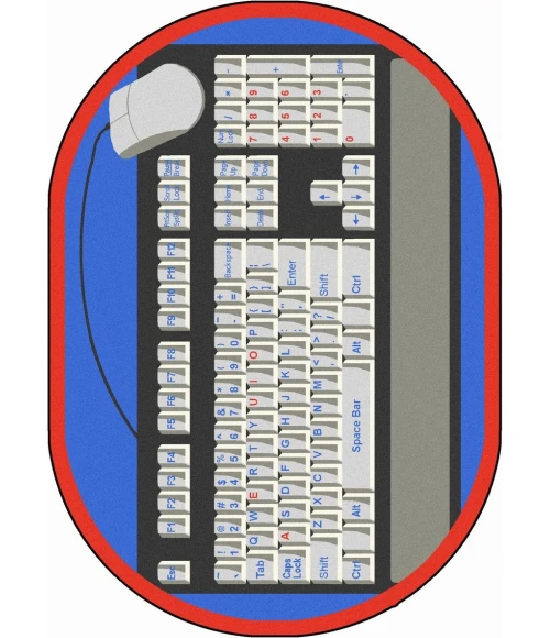 Joy Carpets Kid Essentials Gray Keyboard Connection 10ft.9in. x 13ft.2in. Oval Rug