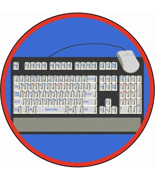 Joy Carpets Kid Essentials Gray Keyboard Connection 13ft.2in. Round Rug