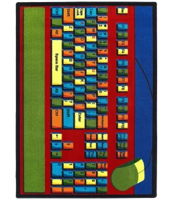 Joy Carpets Kid Essentials Multi Keyboard Connection 5ft.4in. x 7ft.8in. Rect. Rug