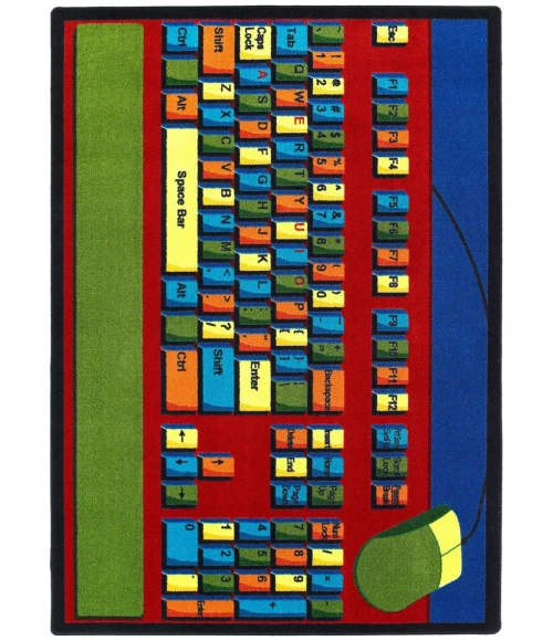 Joy Carpets Kid Essentials Multi Keyboard Connection 5ft.4in. x 7ft.8in. Rect. Rug