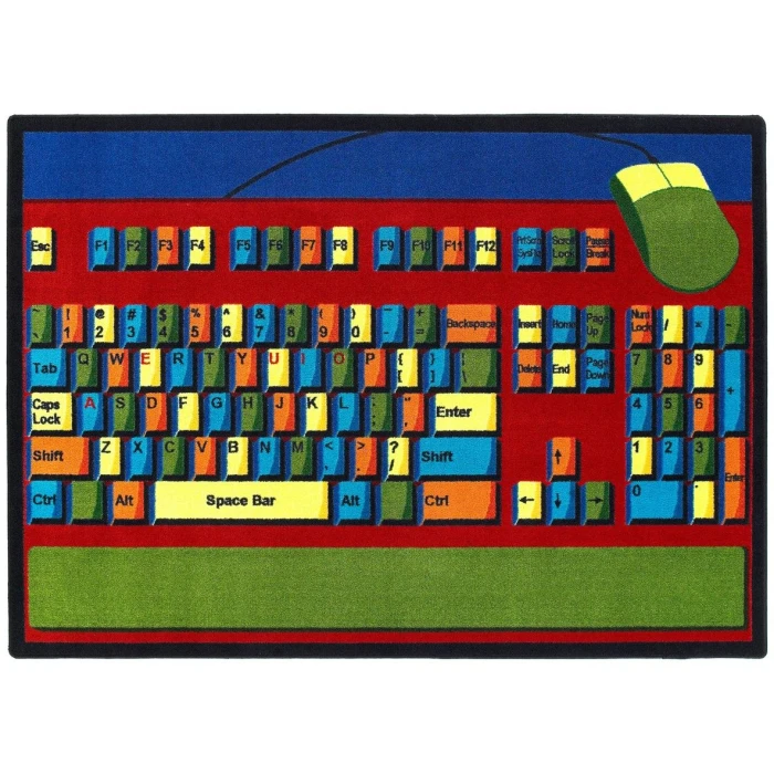 Joy Carpets Kid Essentials Multi Keyboard Connection 5ft.4in. Round Rug