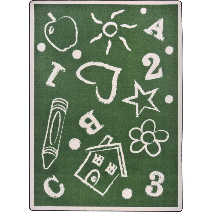 Joy Carpets Playful Patterns Green Kid Art 5ft.4in. x 7ft.8in. Rect. Rug