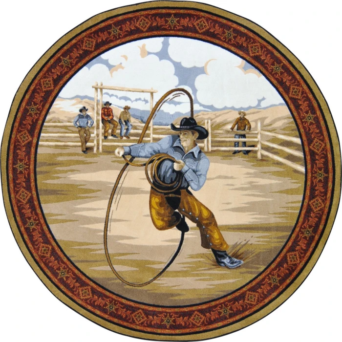 Joy Carpets Cowboy Carpets Multi La Riata 7ft.7in. Round Rug
