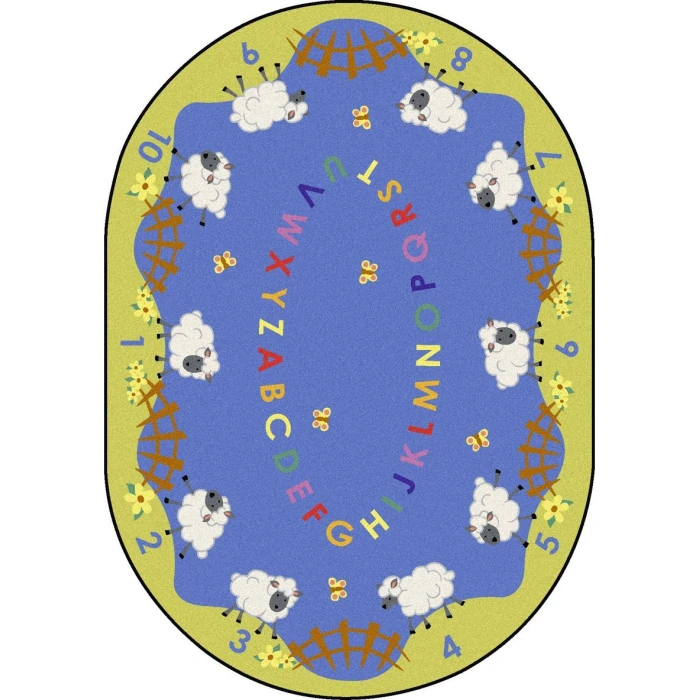 Joy Carpets Kid Essentials Multi Lamby Pie 7ft.7in. Round Rug
