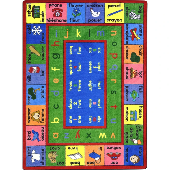 Joy Carpets Kid Essentials Multi LenguaLink (French) 5ft.4in. x 7ft.8in. Rect. Rug