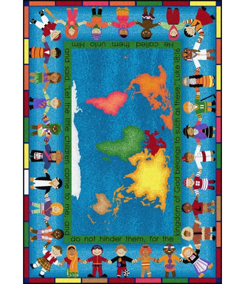 Joy Carpets Kid Essentials Multi Let the Children Come 7ft.8in. x 10ft.9in. Rect. Rug