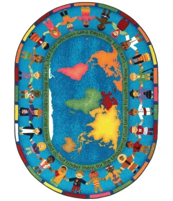 Joy Carpets Kid Essentials Multi Let the Children Come 7ft.8in. x 10ft.9in. Oval Rug