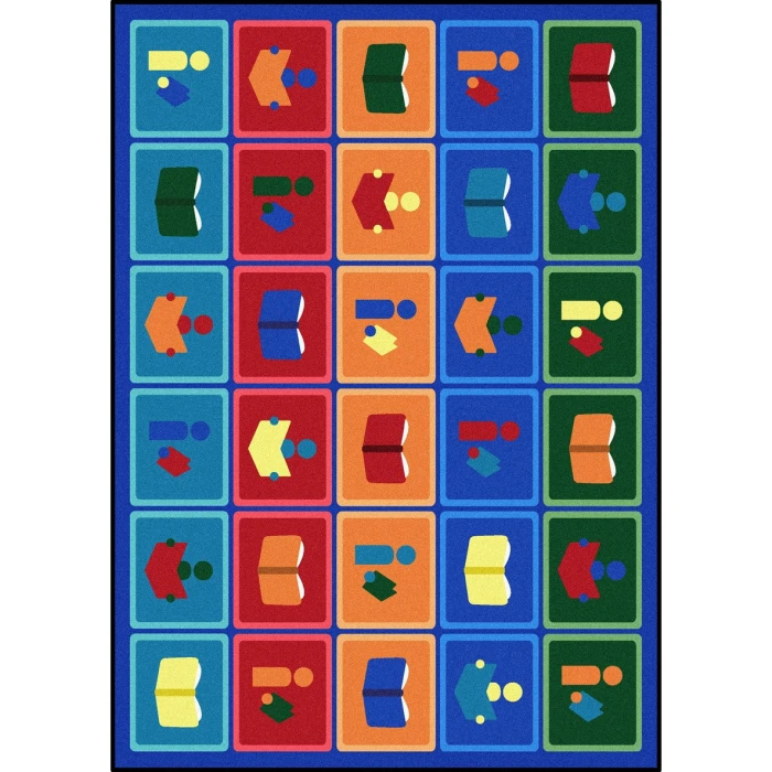 Joy Carpets Kid Essentials Multi Library Blocks 7ft.8in. x 10ft.9in. Rect. Rug