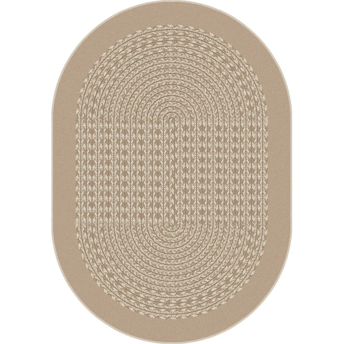 Joy Carpets Kid Essentials Beige Like Home 7ft.8in. x 10ft.9in. Oval Rug