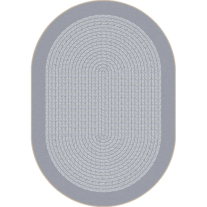 Joy Carpets Kid Essentials Silver Like Home 5ft.4in. x 7ft.8in. Oval Rug