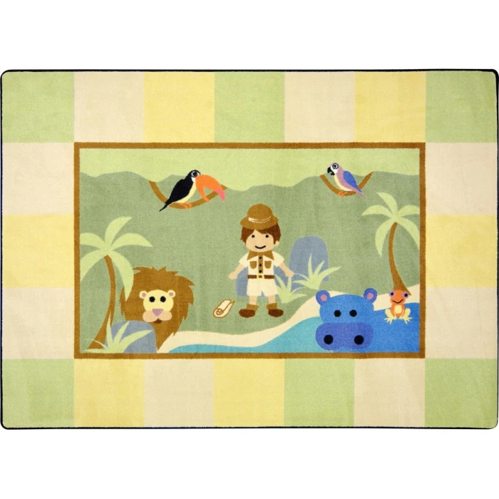 Joy Carpets Kid Essentials Multi Lil' Explorer 7ft.7in. Round Rug