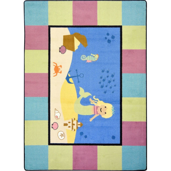 Joy Carpets Kid Essentials Multi Lil Mermaid 3ft.10in. x 5ft.4in. Rect. Rug