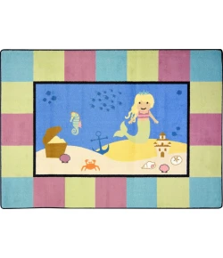 Joy Carpets Kid Essentials Multi Lil' Mermaid 5ft.4in. Round Rug