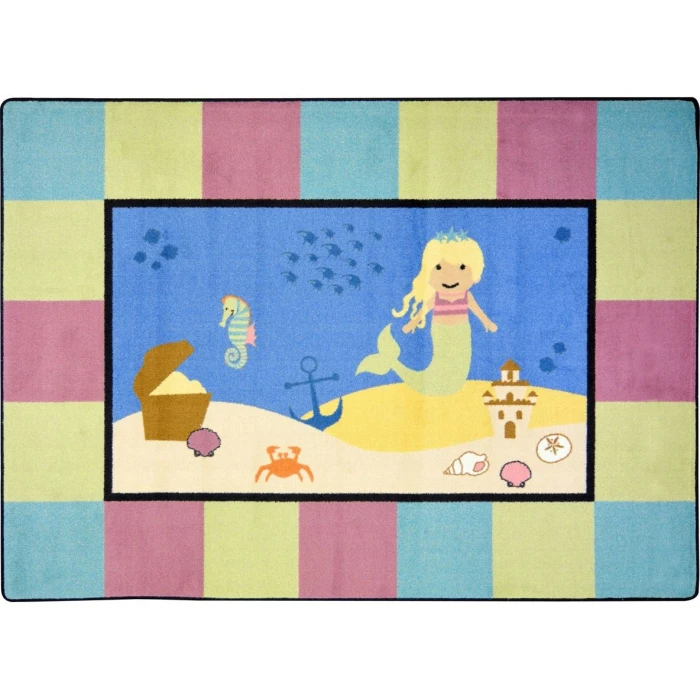 Joy Carpets Kid Essentials Multi Lil' Mermaid 5ft.4in. Round Rug