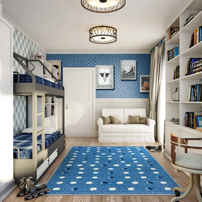Joy Carpets Claremont Kids Blue Skies Little Moons 5ft.4in. x 7ft.8in. Rect. Rug