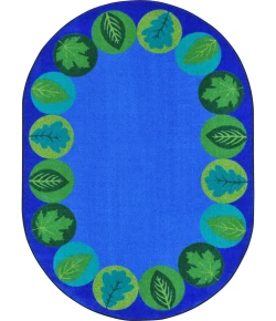 Joy Carpets Kid Essentials Multi Lively Leaves 7ft.8in. x 10ft.9in. Oval Rug
