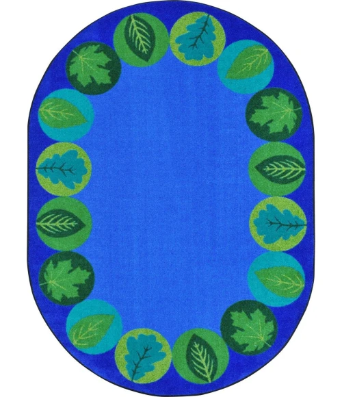 Joy Carpets Kid Essentials Multi Lively Leaves 10ft.9in. x 13ft.2in. Oval Rug