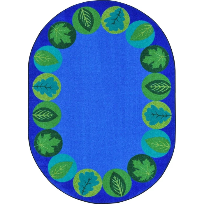 Joy Carpets Kid Essentials Multi Lively Leaves 5ft.4in. x 7ft.8in. Oval Rug