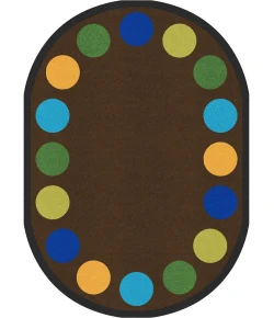 Joy Carpets Kid Essentials Earthtone Lots of Dots 7ft.8in. x 10ft.9in. Oval Rug