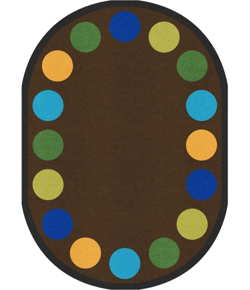Joy Carpets Kid Essentials Earthtone Lots of Dots 10ft.9in. x 13ft.2in. Oval Rug
