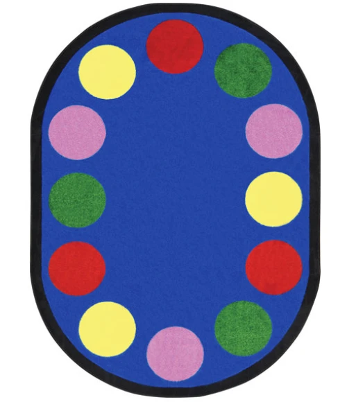 Joy Carpets Kid Essentials Multi Lots of Dots 5ft.4in. x 7ft.8in. Oval Rug