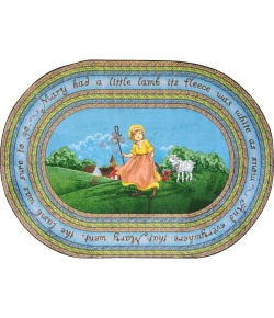 Joy Carpets Kid Essentials Multi Marys Lamb 5ft.4in. Round Rug