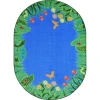Joy Carpets Kid Essentials Blue Merry Meadows 7ft.8in. x 10ft.9in. Oval Rug