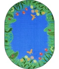 Joy Carpets Kid Essentials Blue Merry Meadows 7ft.8in. x 10ft.9in. Oval Rug