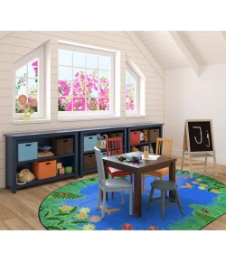 Joy Carpets Kid Essentials Blue Merry Meadows 7ft.8in. x 10ft.9in. Oval Rug