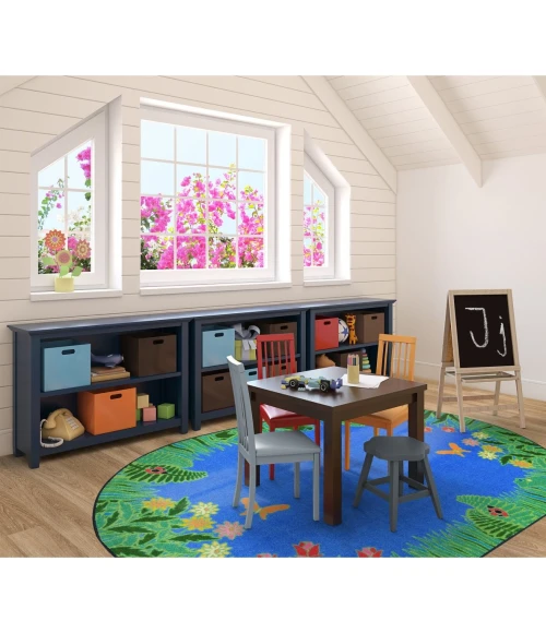 Joy Carpets Kid Essentials Blue Merry Meadows 7ft.8in. x 10ft.9in. Oval Rug