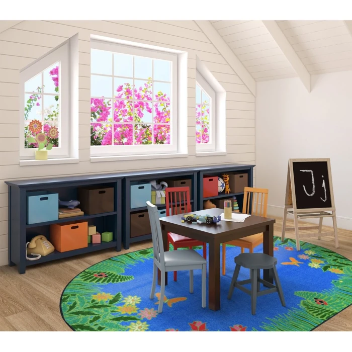 Joy Carpets Kid Essentials Blue Merry Meadows 7ft.8in. x 10ft.9in. Oval Rug