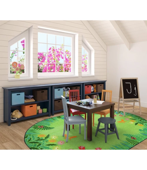 Joy Carpets Kid Essentials Green Merry Meadows 7ft.8in. x 10ft.9in. Oval Rug