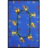 Joy Carpets Kid Essentials Blue Monkey Business 7ft.8in. x 10ft.9in. Oval Rug