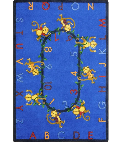 Joy Carpets Kid Essentials Blue Monkey Business 13ft.2in. Round Rug