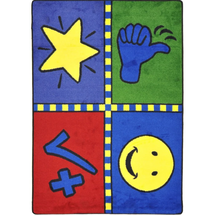 Joy Carpets Kid Essentials Multi Motivation Mat 3ft.10in. x 5ft.4in. Rect. Rug