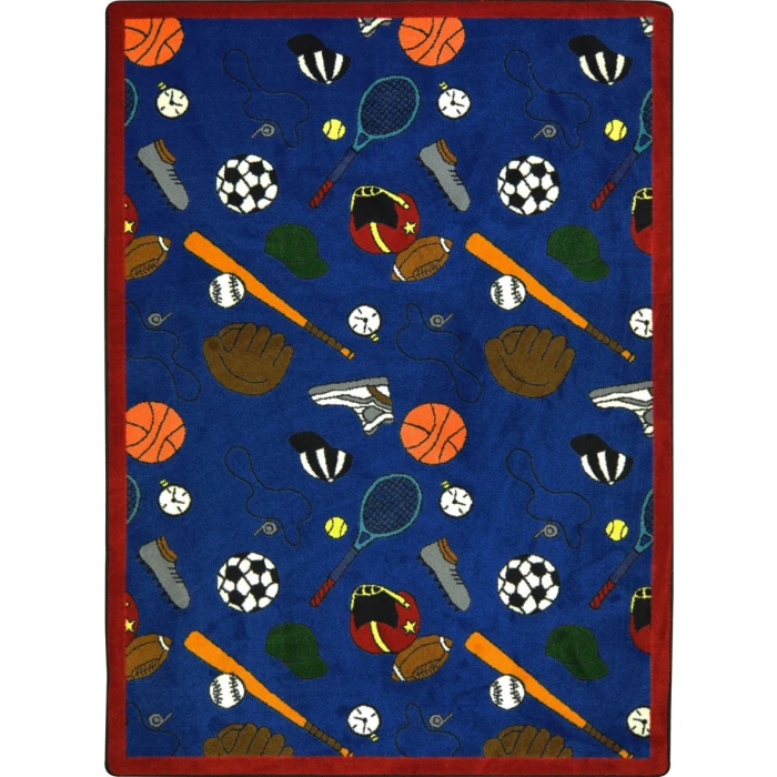 Joy Carpets Games People Play Blue Multi-Sport 5ft.4in. x 7ft.8in. Rect. Rug