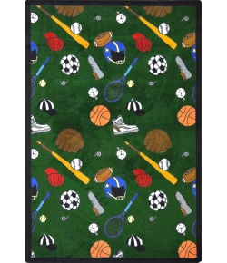 Joy Carpets Games People Play Green Multi-Sport 3ft.10in. x 5ft.4in. Rect. Rug