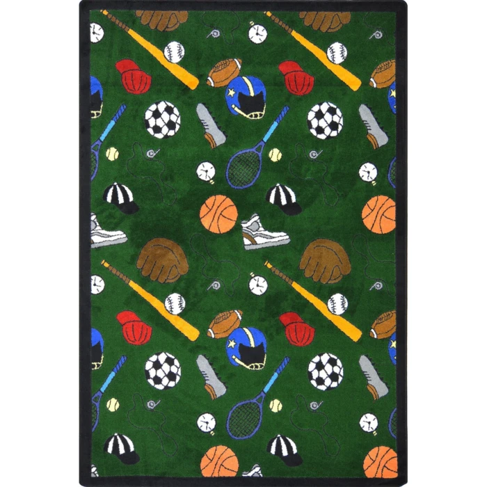 Joy Carpets Games People Play Green Multi-Sport 5ft.4in. x 7ft.8in. Rect. Rug