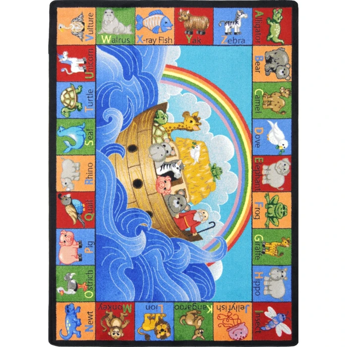 Joy Carpets Kid Essentials Multi Noah Alphabet Animals 3ft.10in. x 5ft.4in. Rect. Rug