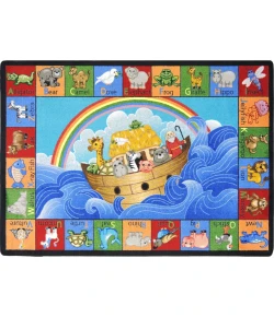 Joy Carpets Kid Essentials Multi Noahs Alphabet Animals 7ft.8in. x 10ft.9in. Oval Rug