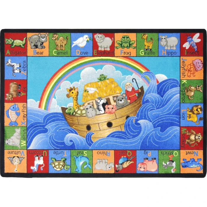 Joy Carpets Kid Essentials Multi Noahs Alphabet Animals 10ft.9in. x 13ft.2in. Oval Rug