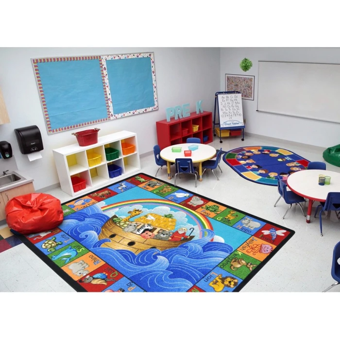 Joy Carpets Kid Essentials Multi Noahs Alphabet Animals 10ft.9in. x 13ft.2in. Oval Rug