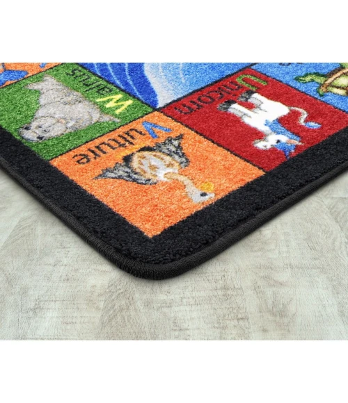 Joy Carpets Kid Essentials Multi Noahs Alphabet Animals 7ft.8in. x 10ft.9in. Oval Rug