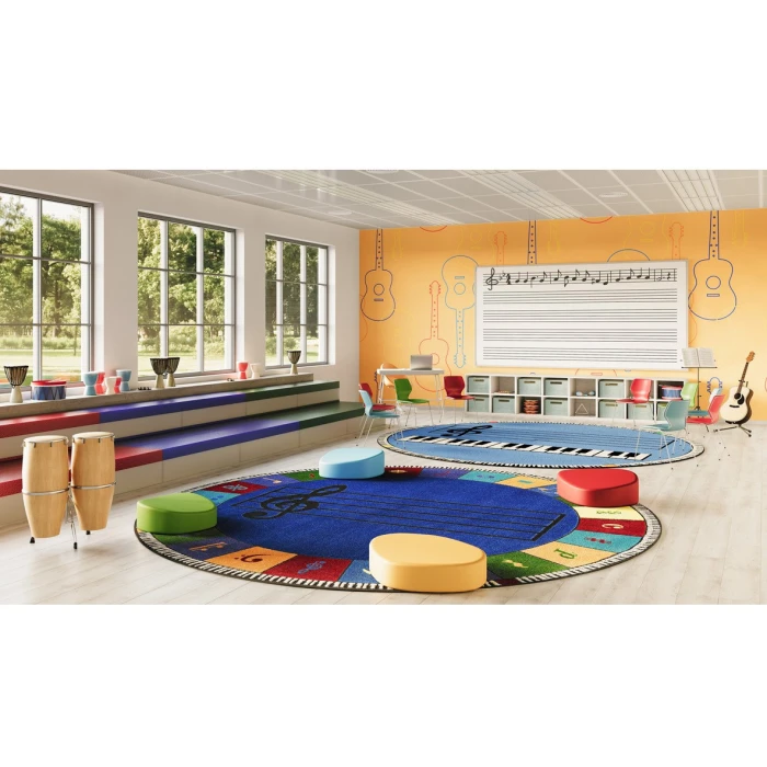 Joy Carpets Kid Essentials Multi Note Worthy (Elementary) 7ft. 7in. Round Rug