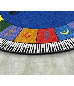Joy Carpets Kid Essentials Multi Note Worthy (Elementary) 7ft. 7in. Round Rug