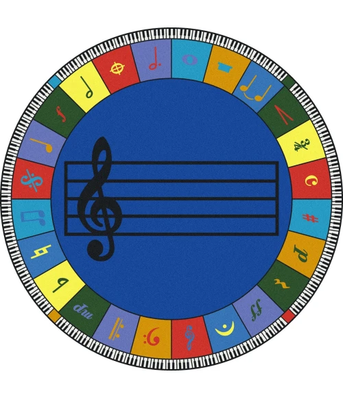 Joy Carpets Kid Essentials Multi Note Worthy (Elementary) 13ft.2in. Round Rug